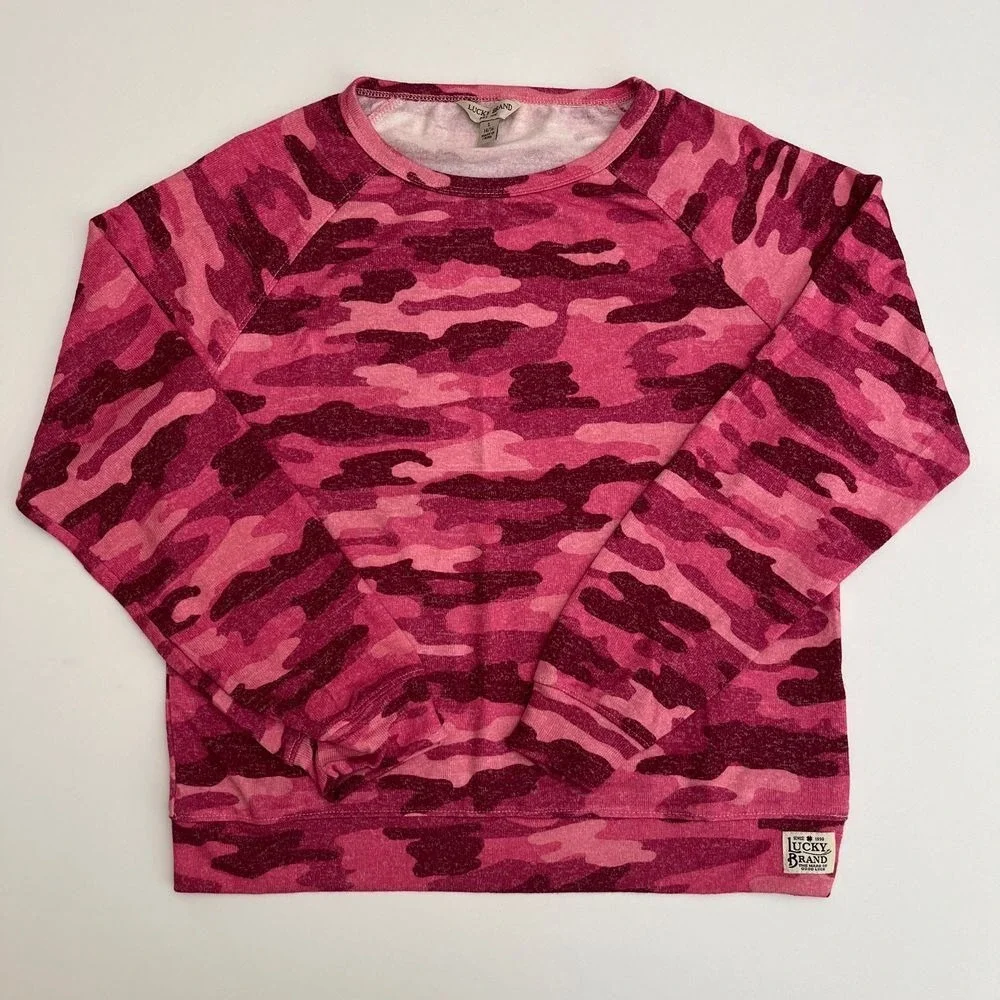 Lucky Brand Girl Youth Pink and Camo Sweaters,‎ Lucky Sweaters, Lucky Brand M10